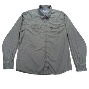 Wrangler Retro Pearl Snap Shirt Men 2XT TALL Green 100% Cotton Western